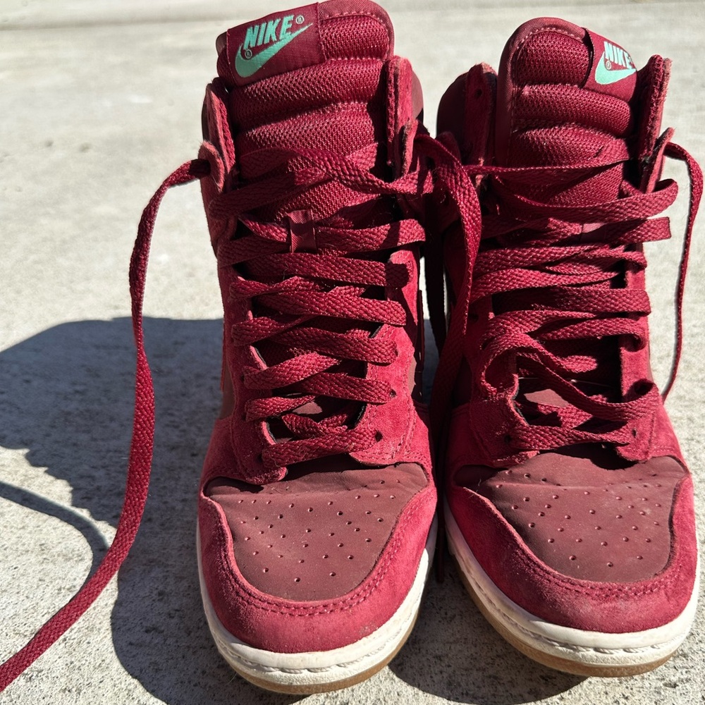 Nike Women's Burgundy High-Top Wedge Sneakers